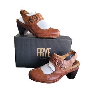 Frye Candice Buckle Mary Janes Clog Leather Slingbacks, 8